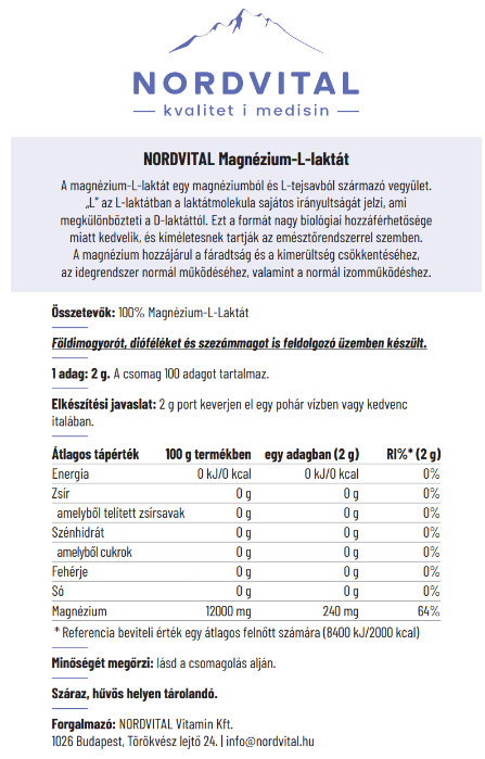 Magnézium-L-laktát por - 200 g