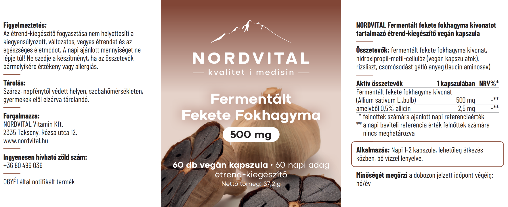 Fermentált fekete fokhagyma 500mg kapszula - 60db