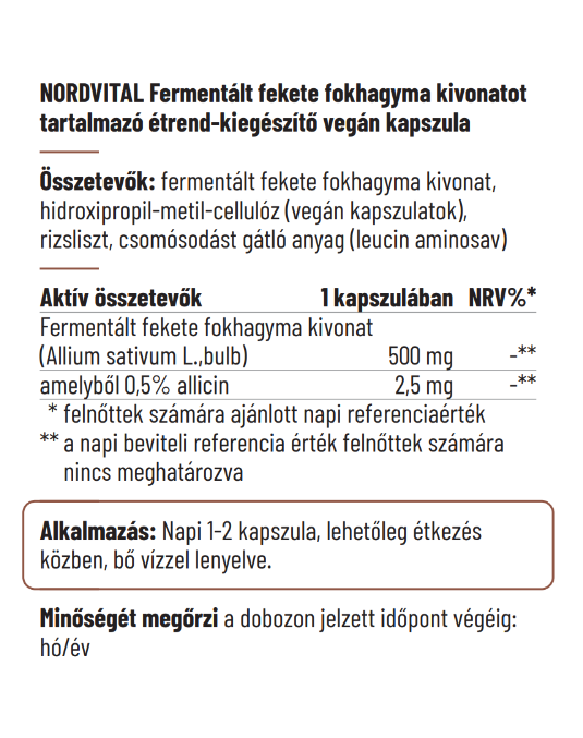 Fermentált Fekete Fokhagyma 500 mg - 60db
