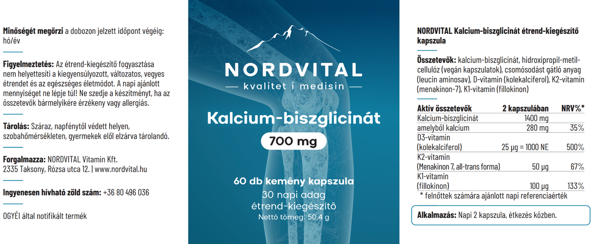 Calcium Bisglycinate 700mg - 60 pcs