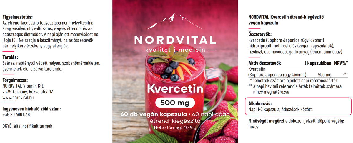 Kvercetin 500 mg - 60db vegán kapszula