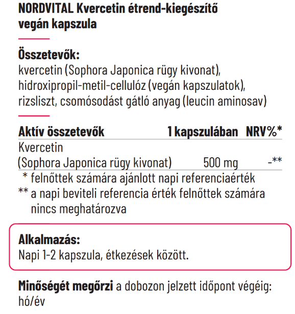 Kvercetin 500 mg - 60db vegán kapszula