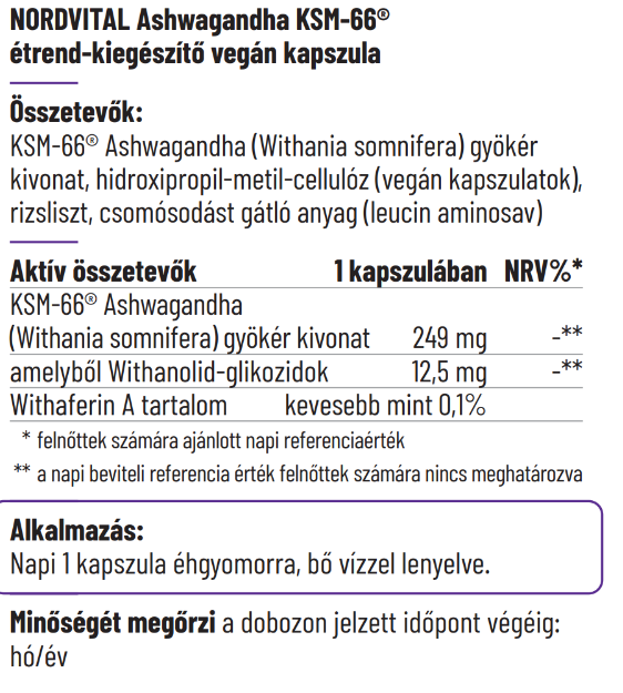 Ashwagandha 249mg kapszula - 60db