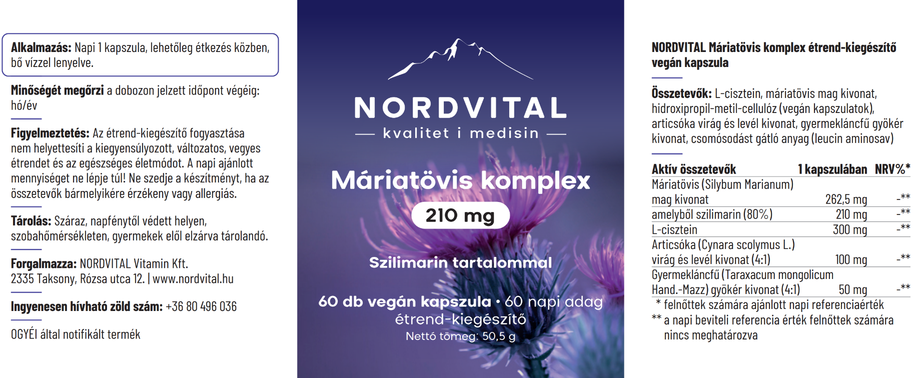 Máriatövis komplex 210mg kapszula - 60db