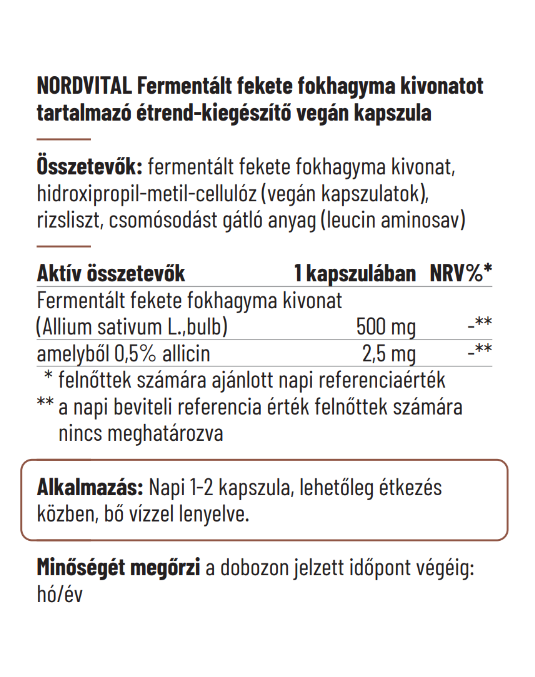 Fermentált fekete fokhagyma 500mg kapszula - 60db