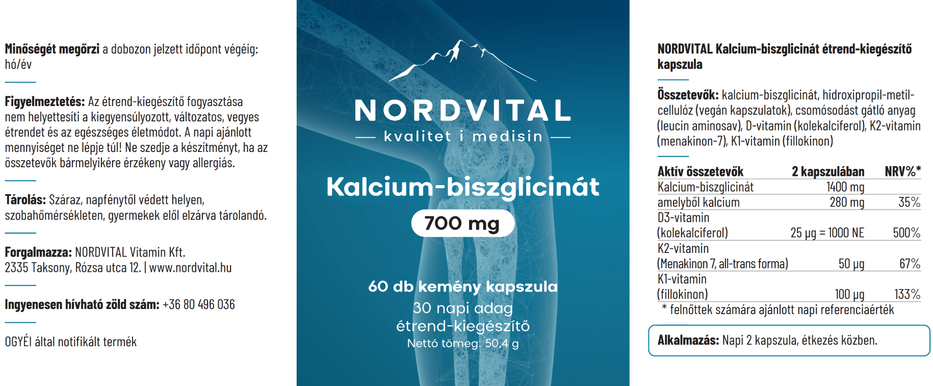 Kalcium-biszglicinát 750mg - 60db