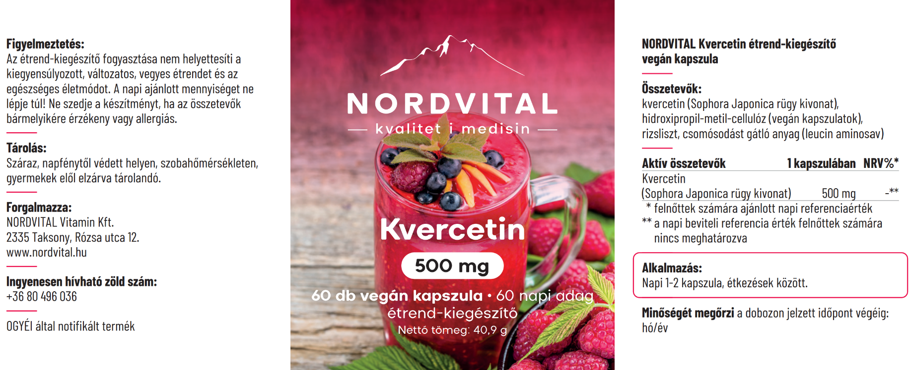 Kvercetin 500mg vegán kapszula - 60db