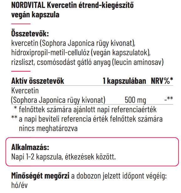 Kvercetin 500mg vegán kapszula - 60db